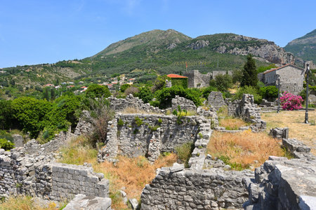 Remains of historical fortress in Stari Bar town near new city of Bar. Montenegro, Europeの写真素材