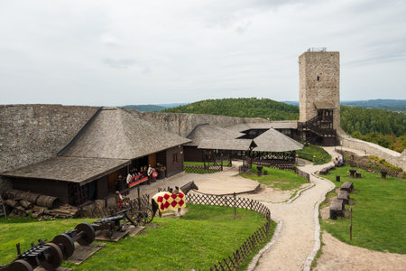 Checiny, Poland - September 14, 2022: Checiny Castle - a royal castle from the turn of the 13th and 14th centuries. Polandのeditorial素材