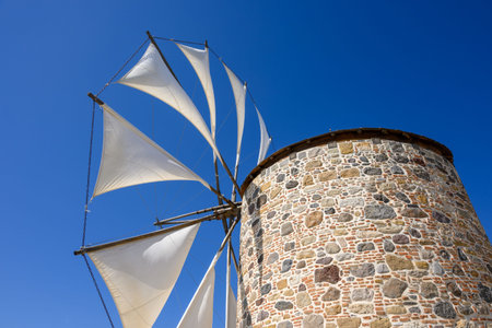Traditional Greek windmill. Kos island, Greeceの写真素材