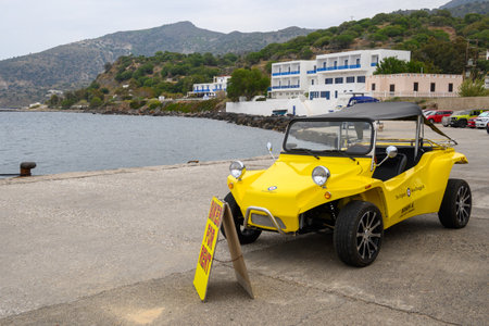 Nisyros, Greece - May 10, 2023: Beach Buggy ready for rent in a local rental company on the island of Nisyros. Greeceのeditorial素材