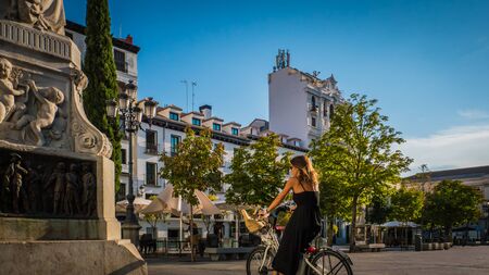 Madrid / Spain - 08 16 2017: Pedro Calderon de la Barca famous Spanish dramatist, poet and writer of the Golden Age statue, monument at Plaza de Santa Ana or Saint Anne square.のeditorial素材