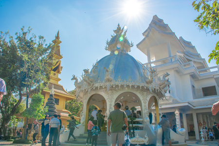 Beautiful ornate white temple in Chiang Rai northern Thailand. Wat Rong Khun (White Temple), is a  Buddhist temple.Photo taken on: December 26th, 2016のeditorial素材