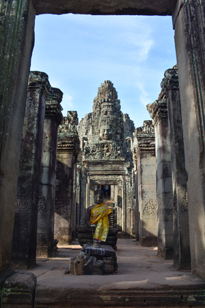Bayon temple Siem Reap in Cambodiaの写真素材