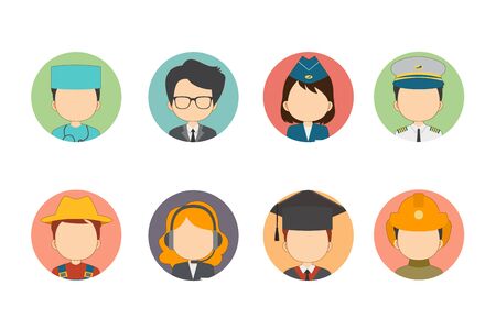 Flat Avatar With Variety Profession Setのイラスト素材
