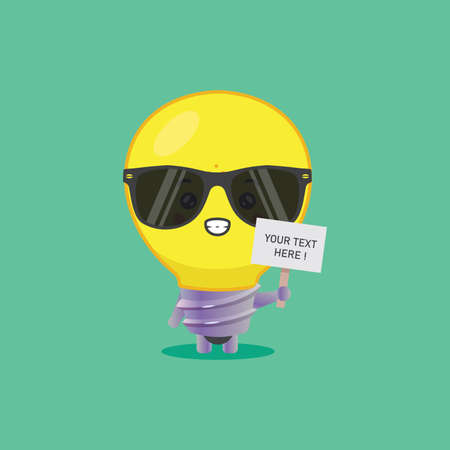 Cute Bulb Characters Hold The Boards for your project and othersのイラスト素材
