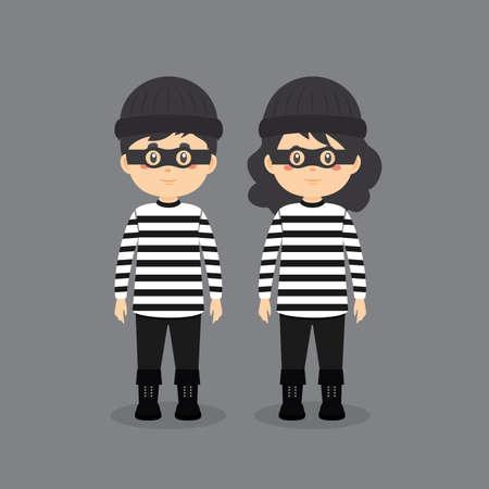 Character Couples Wearing Thief Clothes for your project and othersのイラスト素材