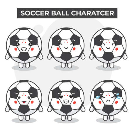 Cute Soccer Ball Characters Set for your project and othersのイラスト素材