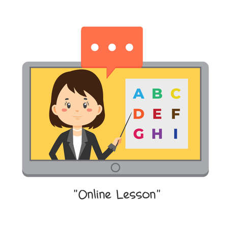 Stock Vector Teacher Teach Online Lessons for your project and othersのイラスト素材
