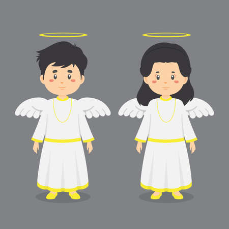 Couple Character Wearing Angel Outfit for your project and othersのイラスト素材