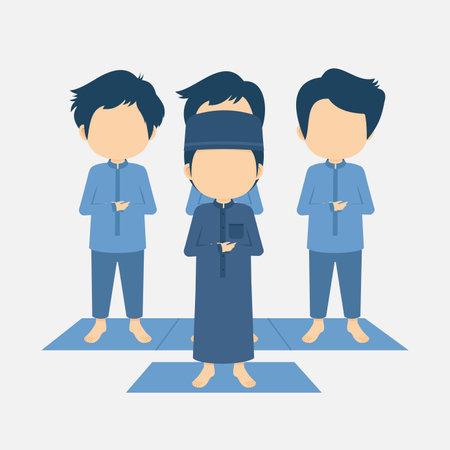 Set of Group Muslims are Praying for your project and othersのイラスト素材