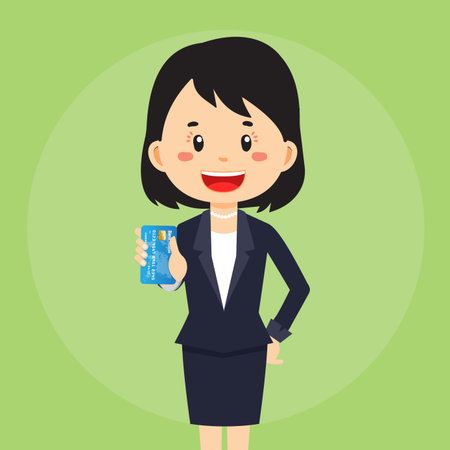 Business Woman Character Hold Bank Card for your project and othersのイラスト素材