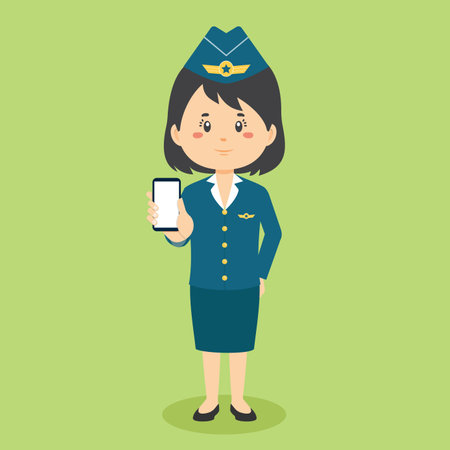 Stewardess Character Hold The Phone for your project and othersのイラスト素材