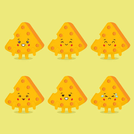 Cute Cheese with Various Expression for your Project and Othersのイラスト素材
