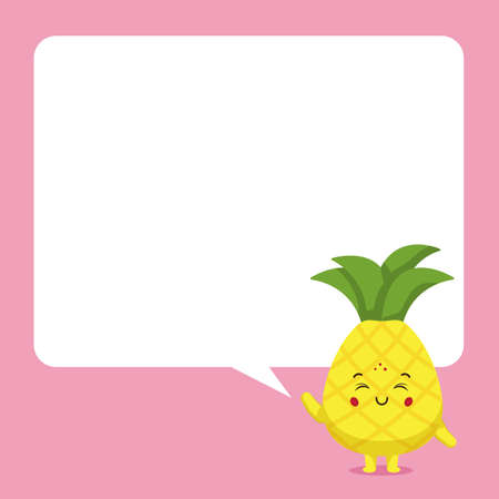 Cute Pineapple with Speech Bubbles for your Project and Othersのイラスト素材