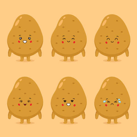 Cute Potato with Various Expression for your Project and Othersのイラスト素材