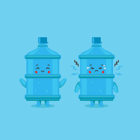 Cute Bottle Characters Smiling and Sad for Project and Othersのイラスト素材