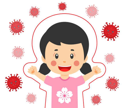 Kids Immune Protection System Vector Illustration for your Project and Othersのイラスト素材