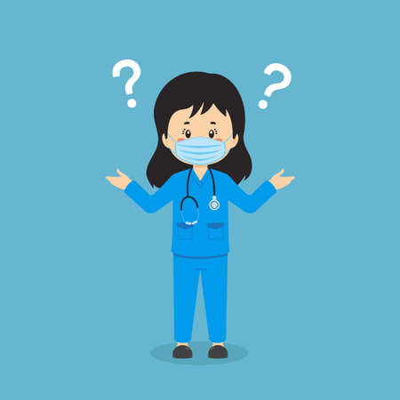 Nurse Confused with Question Mark for your Project and Othersのイラスト素材