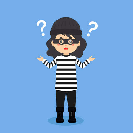 Thief Confused with Question Mark for Project and Othersのイラスト素材