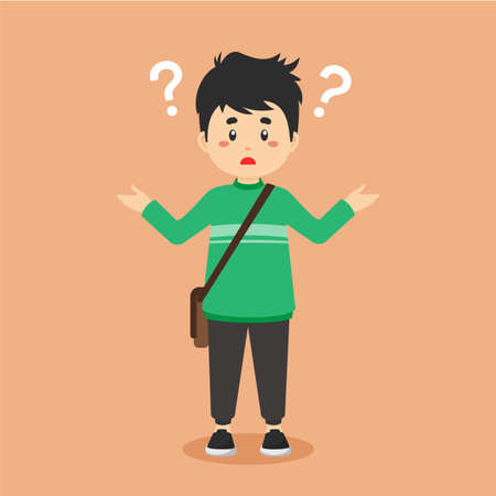College Student Confused with Question Mark for your Project and Othersのイラスト素材