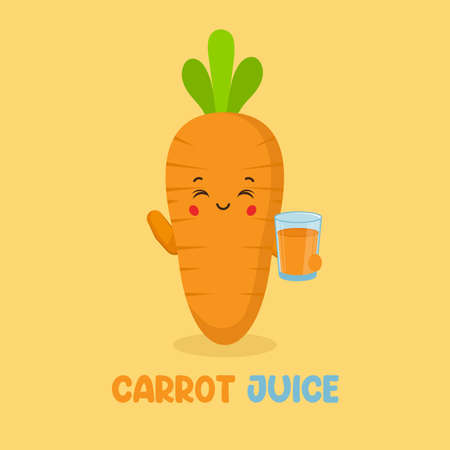 Cute Smiling Carrot Juice Character for your Project and Othersのイラスト素材