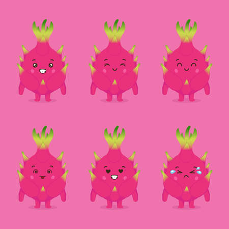 Cute Dragon Fruit with Expression for your Project and Othersのイラスト素材