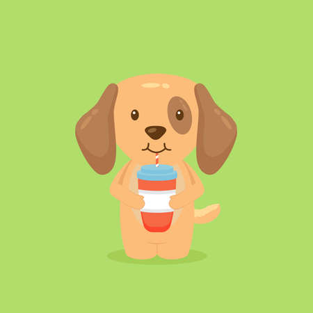 Cute Dog Drink Coffee Cartoon for your Project and Othersのイラスト素材