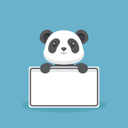 Cute Panda Holding Blank Text Board for your Project and Othersのイラスト素材