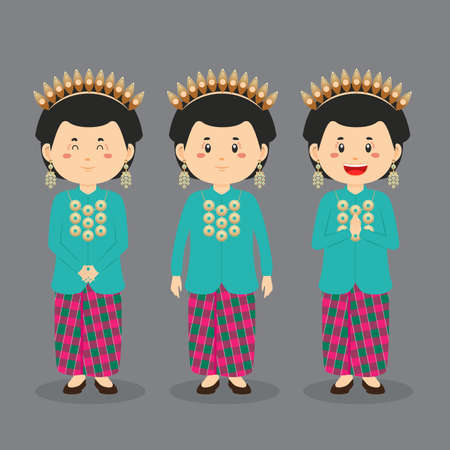 South Sulawesi Character with Various Expression for your Project and Othersのイラスト素材
