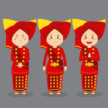 West Sumatra Character with Various Expression for your Project and Othersのイラスト素材