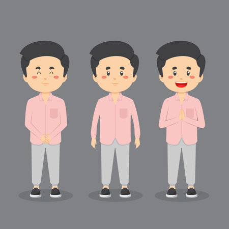 Muslim Casual Character with Various Expression for your Project and Othersのイラスト素材