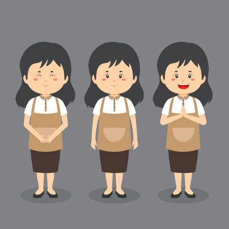 Barista Coffee Character with Various Expression for your Project and Othersのイラスト素材