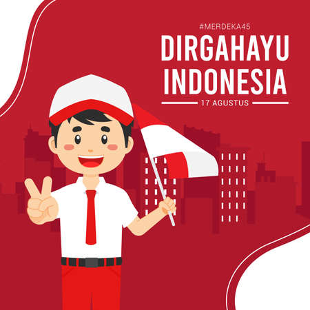 Indonesia Independence Day Banner Template fot your Project and Othersのイラスト素材