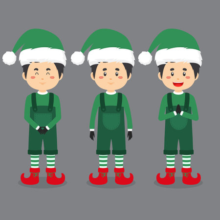 Character Wearing Elf Costume with Various Expression for your Project and Othersのイラスト素材