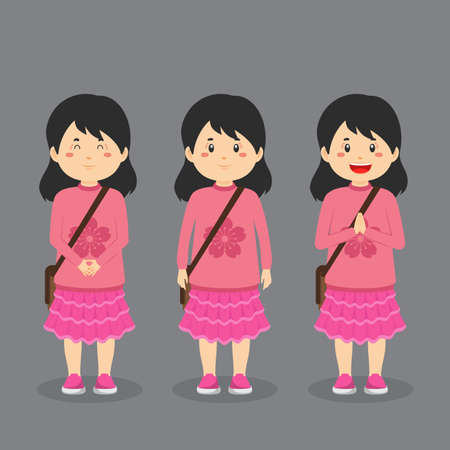 College Student Character with Expression for your Project and Othersのイラスト素材