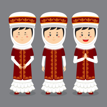 Kyrgyzstan  haracter with Various Expression for your Project and Othersのイラスト素材