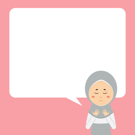 Muslim Character Pray with Text Bubbles for your Project and Othersのイラスト素材