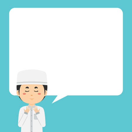 Muslim Character Pray with Text Bubbles for your Project and Othersのイラスト素材