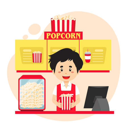 Stock Vector PopCorn Takeaway Concept Illustration for your Project and Othersのイラスト素材