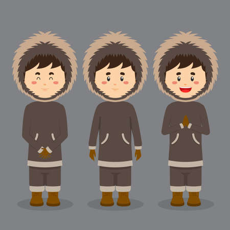 Eskimo Alaska Character with Various Expression for your Project and Othersのイラスト素材
