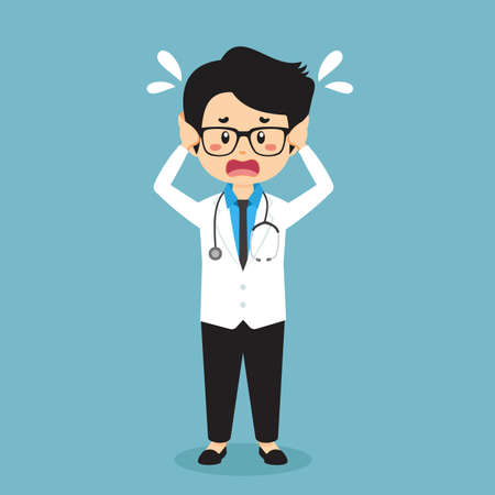 Stock Vector Confused Doctor Man for your Project and Othersのイラスト素材