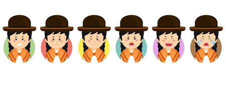Bolivia Avatar with Various Expression for your Project and Othersのイラスト素材