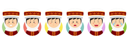 Kyrgyzstan Avatar with Various Expression for your Project and Othersのイラスト素材