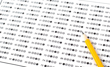 Test score sheet with answers