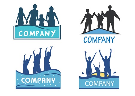 the family in the waterのイラスト素材