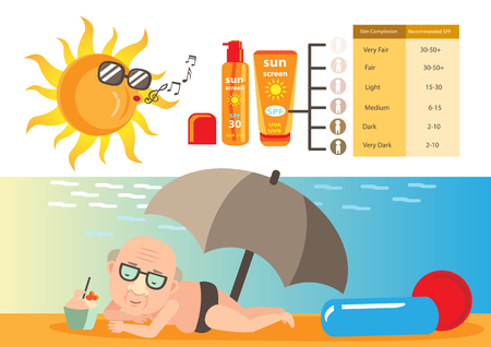 old man lying sun. Vector illustrationのイラスト素材
