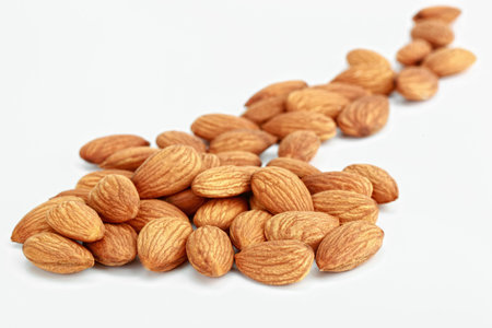 Almonds on white background