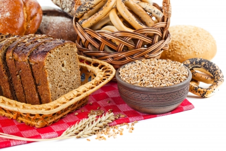 fresh bread on the white background の写真素材