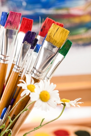 Paints and brushesの写真素材