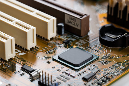 Computer motherboard closeup